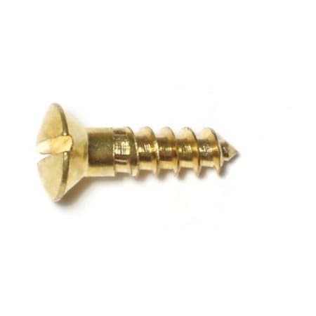 Midwest Fastener Wood Screw, #8, 5/8 in, Plain Brass Oval Head Slotted Drive, 36 PK 61645